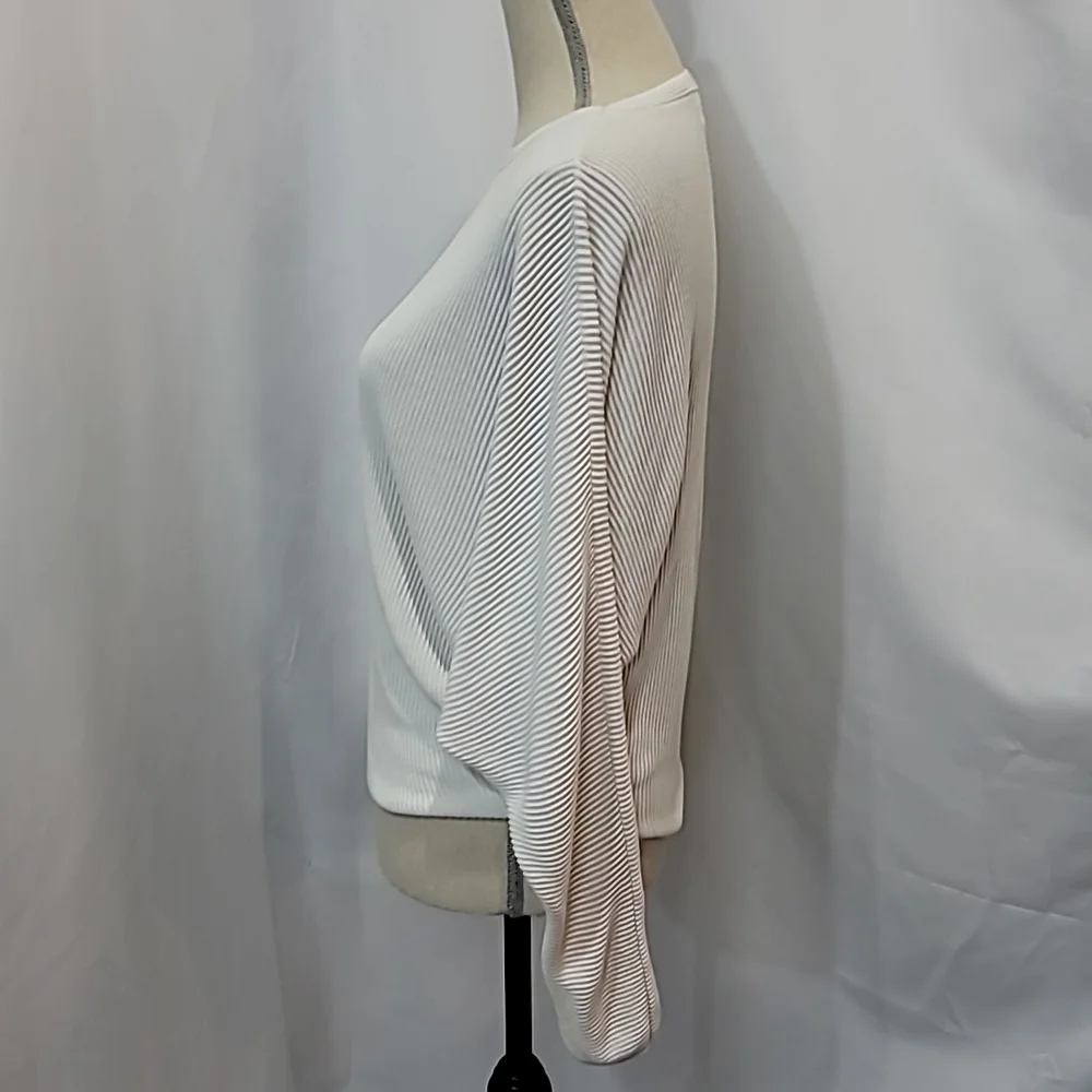 WILFRED Ribbed Viscose Linen Blend Parachute Drop Shoulder Top Blouse - Picture 4 of 9